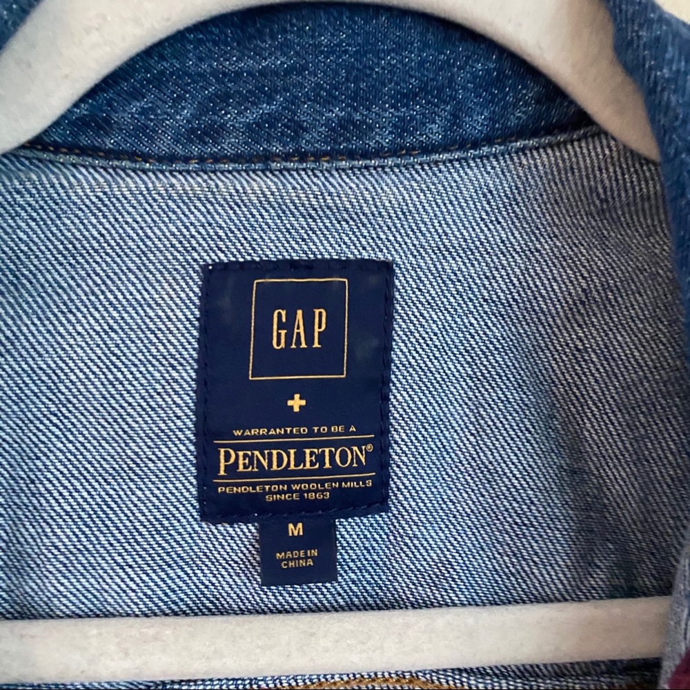 Gap Pendleton Blue Denim Jacket Plaid Yoke NWT S - Picture 3 of 4